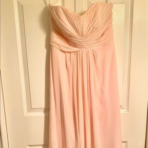 Long Strapless Chiffon Petal Pink Dress with Pleated Bodice
DAVID'S BRIDAL